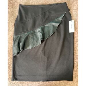 Calvin Klein Skirt Women's Sz 6 Blck Faux Wrap Asymmetrical Hem Knit Stretch NWT